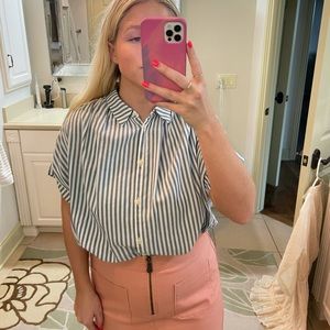 Blue & white striped Madewell blouse